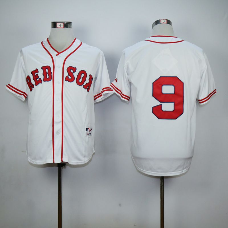 Men Boston Red Sox #9 Williams White Throwback MLB Jerseys